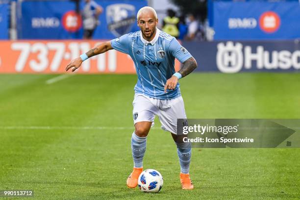 Look on Sporting Kansas City midfielder Yohan Croizet during the Sporting Kansas City versus the Montreal Impact game on June 30 at Stade Saputo in...