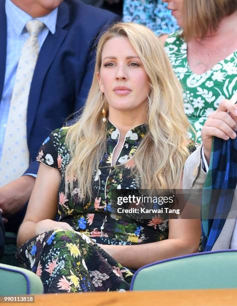 Ellie Goulding attends day one of the Wimbledon Tennis Championships at the All England Lawn Tennis and Croquet Club on July 2, 2018 in London,...