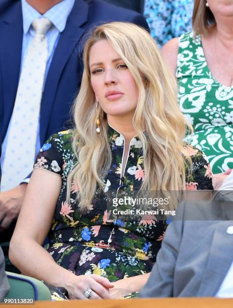 Ellie Goulding attends day one of the Wimbledon Tennis Championships at the All England Lawn Tennis and Croquet Club on July 2, 2018 in London,...