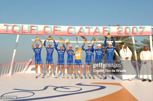 Tour Of Qatar, Stage 1Team Quick-Step Innergetic, Boonen Tom , De Jongh Steven Yellow Jersey, Steegmans Gert , Rosseler Sebastien , Vigano Davide ,...