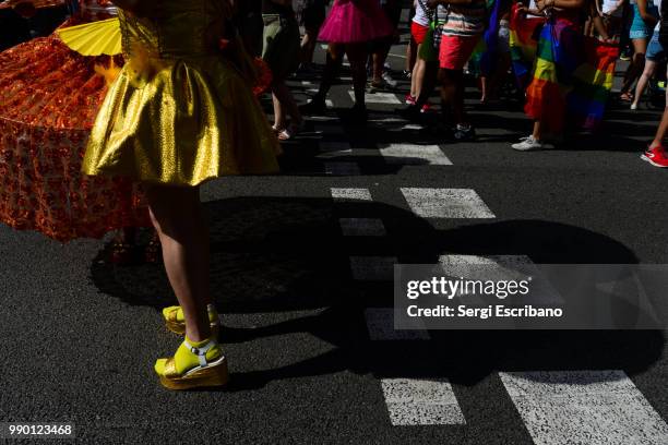 pride barcelona 2018 - desfile de lesbianas fotografías e imágenes de stock