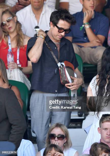 Nick Grimshaw attends day one of the Wimbledon Tennis Championships at the All England Lawn Tennis and Croquet Club on July 2, 2018 in London,...