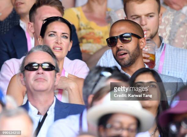 Kirsty Gallacher and Marvin Humes attend day one of the Wimbledon Tennis Championships at the All England Lawn Tennis and Croquet Club on July 2,...