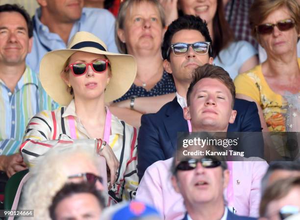 Jakki Healy and Kelly Jones attend day one of the Wimbledon Tennis Championships at the All England Lawn Tennis and Croquet Club on July 2, 2018 in...