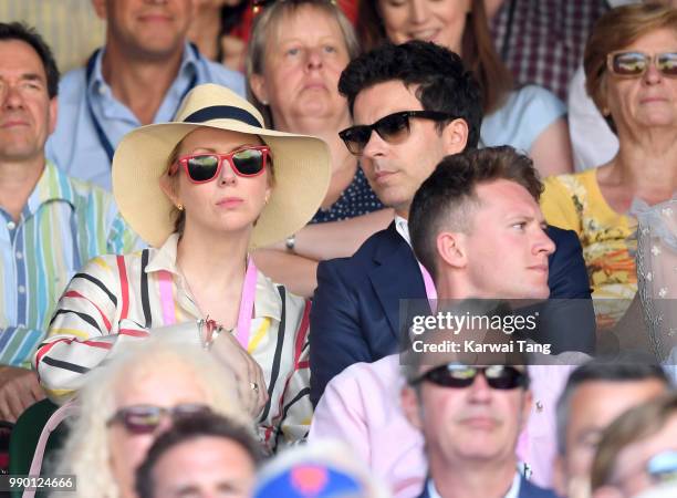 Jakki Healy and Kelly Jones attend day one of the Wimbledon Tennis Championships at the All England Lawn Tennis and Croquet Club on July 2, 2018 in...