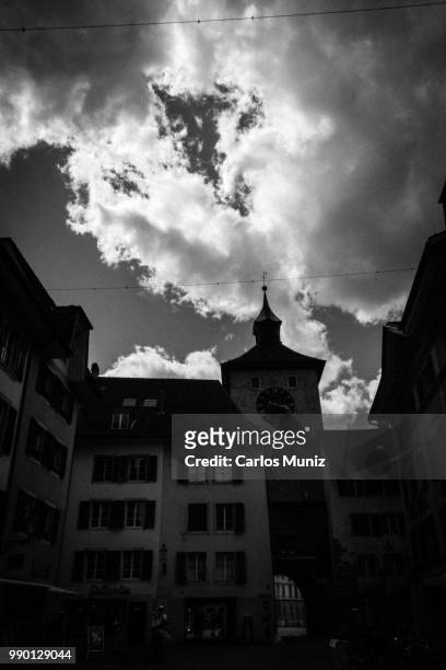 city of solothurn, in b&w - solothurn stockfoto's en -beelden
