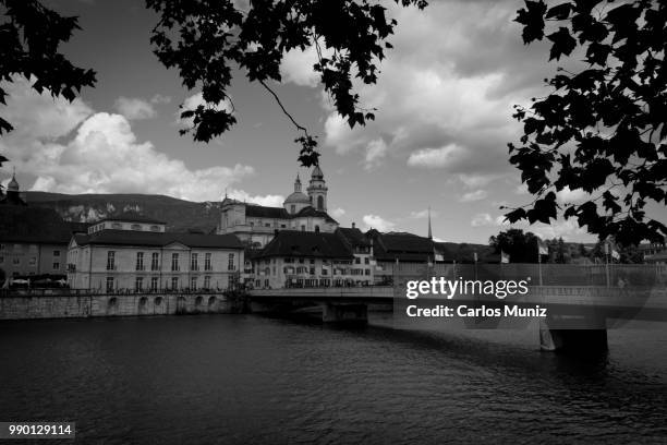 city of solothurn, in b&w - solothurn stock-fotos und bilder