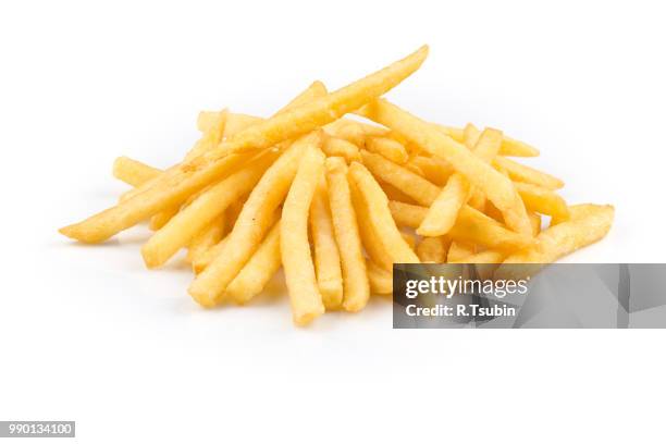 heap of french fries isolated on white background - anatomical substance imagens e fotografias de stock