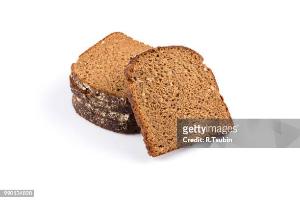 sliced of rye bread, isolated on white background - sliced bread tower stock pictures, royalty-free photos & images