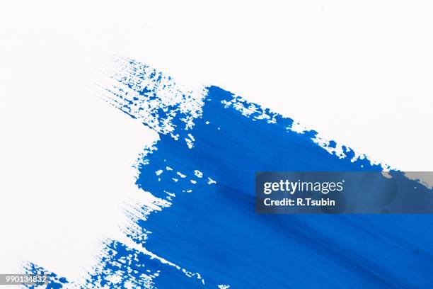 stroke blue paint brush color water watercolor isolated on white background - schmiererei stock-fotos und bilder