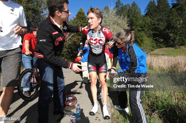 Tour Of California, Stage 1Zabriskie David , Injury Blessure Gewond, Crash Chute Val, Piet De Moor Doctor Dokter Docteur Team Cscsausalito - Santa...