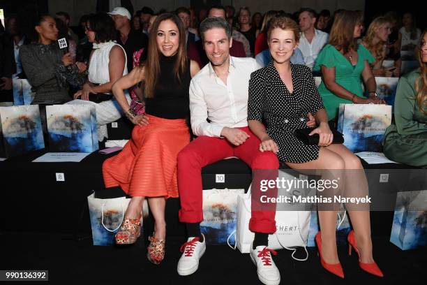 Anastasia Zampounidis, Christian Polanc and Iris Mareike Steen attend the Guido Maria Kretschmer show during the Berlin Fashion Week Spring/Summer...