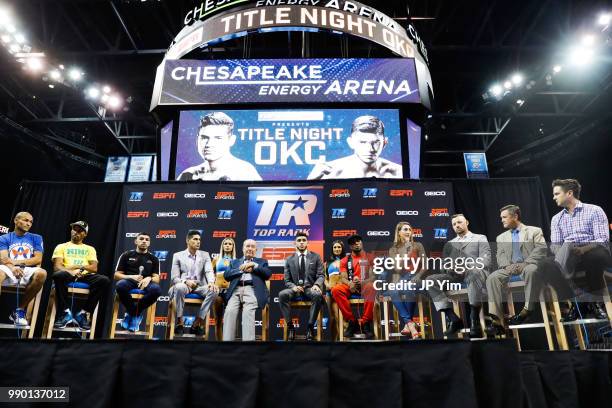 Mike Alvarado, Robson Conceicao, Lenny Zappavigna, Gilberto Ramirez, Bob Arum, Alex Saucedo, Alexis Angulo, Mikaela Mayer, Trey Lippe Morrison, guest...