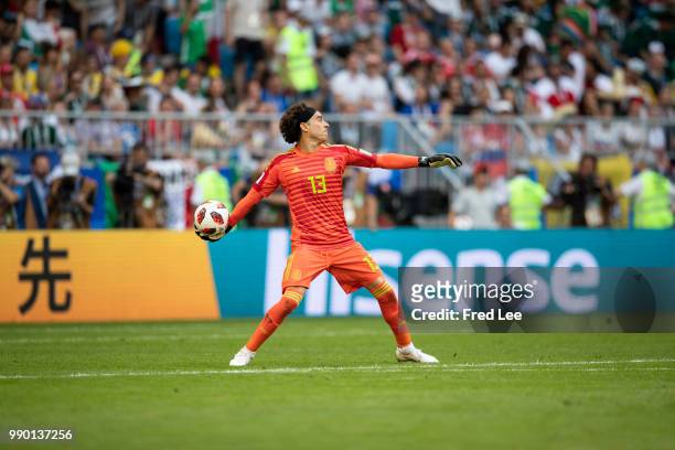 Guillermo Ochoa of Mexico in action during the 2018 FIFA World Cup Russia Round of 16 match between Brazil and Mexico at Samara Arena on July 2, 2018...
