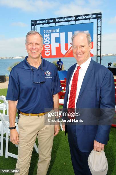 Operation Homefront CEO John Pray and Carnival Chief Maritime Officer Admiral William Burke attend Carnival Cruise Line partners with Operation...