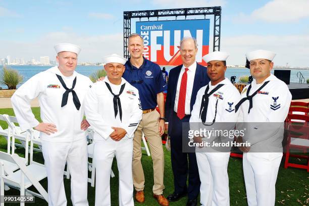 Operation Homefront CEO John Pray and Carnival Cruise Lines Chief Maritime Officer Admiral William Burke attend Carnival Cruise Line partners with...