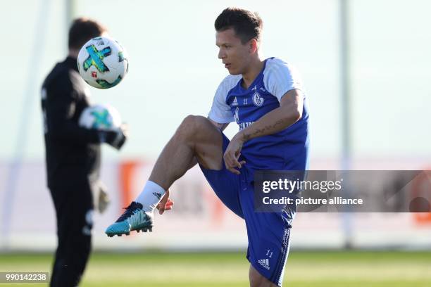 Schalke's Yevhen Konoplyanka in action during a training session at the winter training camp of German Bundesliga soccer team FC Schalke 04 in...