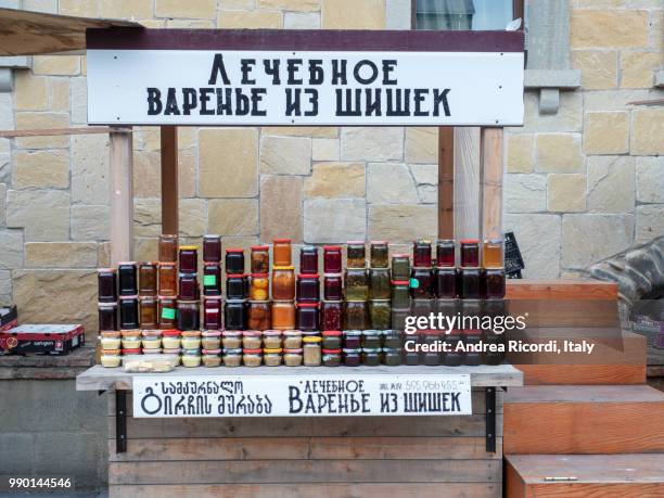 georgian food in jars - mtskheta stock-fotos und bilder