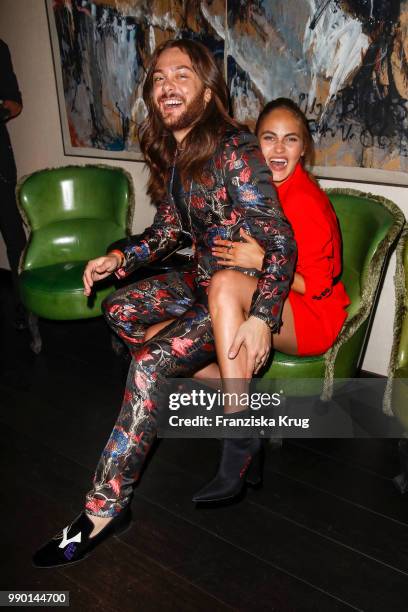 Riccardo Simonetti and Elena Carriere during the Bunte New Faces Night at Grace Hotel Zoo on July 2, 2018 in Berlin, Germany.