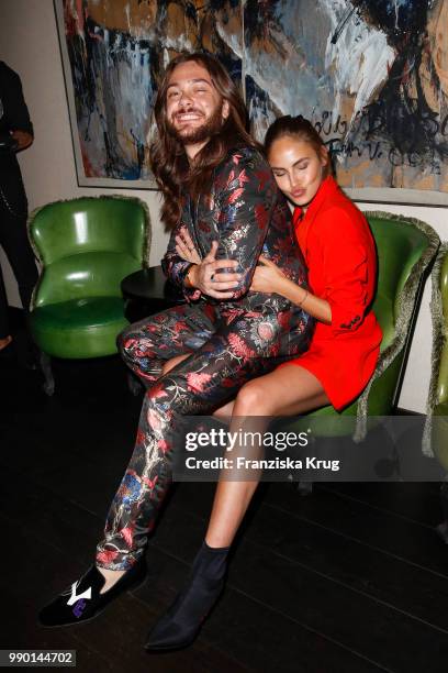 Riccardo Simonetti and Elena Carriere during the Bunte New Faces Night at Grace Hotel Zoo on July 2, 2018 in Berlin, Germany.