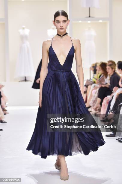 Model walks the runway during the Christian Dior Haute Couture Fall Winter 2018/2019 show as part of Paris Fashion Week on July 2, 2018 in Paris,...