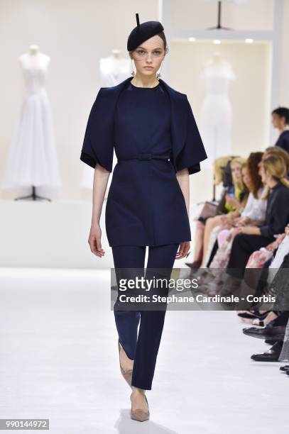 Model walks the runway during the Christian Dior Haute Couture Fall Winter 2018/2019 show as part of Paris Fashion Week on July 2, 2018 in Paris,...