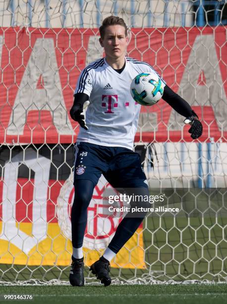 Bayern Munich's Ron-Thorben Hoffmann participates in the training session in Doha, Qatar, 05 January 2017. The FC Bayern Munich squad is preparing...