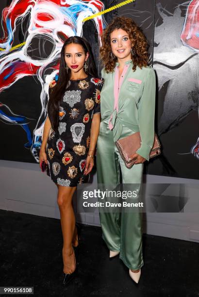 Natasha Grano and Emily Warburton-Adams attend the launch of the official fashion collaboration between leather brand Diamond Roc and The National...