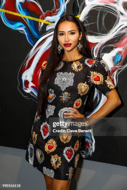 Natasha Grano attends the launch of the official fashion collaboration between leather brand Diamond Roc and The National Gallery at CAMA Gallery on...