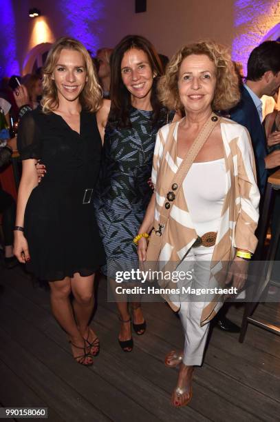 Julia Dietze, Karin Brandner and Michaela May attend the UFA Fiction Reception during the Munich Film Festival 2016 at Cafe Reitschule on July 2,...