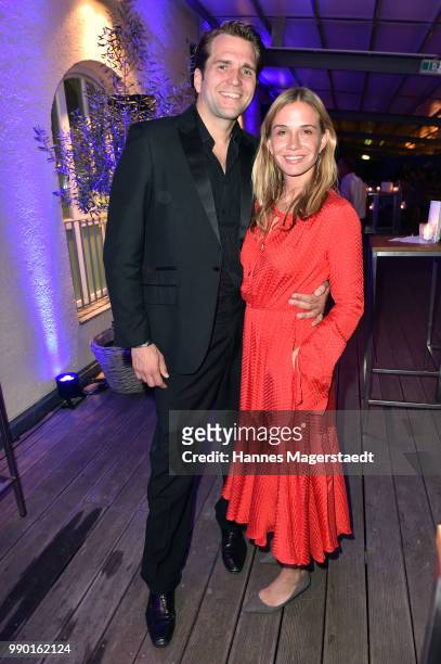 Pierre Kiwitt and Nadeshda Brennicke attends the UFA Fiction Reception during the Munich Film Festival 2016 at Cafe Reitschule on July 2, 2018 in...