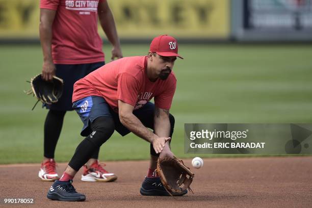 Nationals 3rd baseman Anthony Rendon is seen during a practice of Washington Nationals baseball players before a game at the Nationals Park on May...