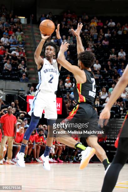 Kobi Simmons of the Memphis Grizzlies shoots the ball during the game against the Atlanta Hawks during the 2018 Utah Summer League on July 2, 2018 at...