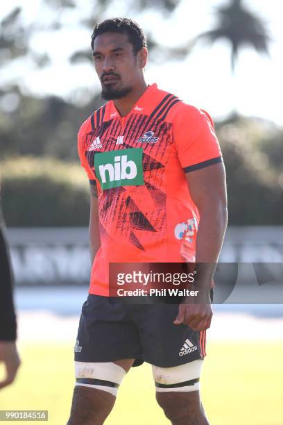 Jerome Kaino of the Auckland Blues during a Blues Super Rugby training session at Blues HQ on July 3, 2018 in Auckland, New Zealand.