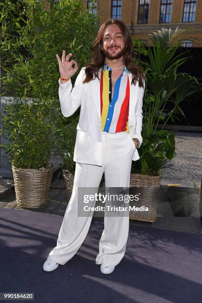 Riccardo Simonetti attends the Guido Maria Kretschmer show during the Berlin Fashion Week Spring/Summer 2019 at ewerk on July 2, 2018 in Berlin,...