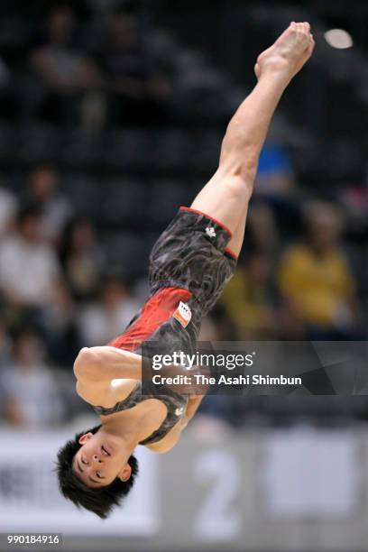 Kakeru Tanigawa of Japan competes in the Men's Floor on day one of the 72nd All Japan Artistic Gymnastics Apparatus Championships at Takasaki Arena...