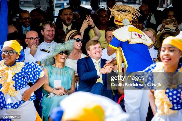 King Willem-Alexander of The Netherlands and Queen Maxima of The Netherlands visits Curacao during the Dia di Bandera celebrations on July 2, 2018 in...