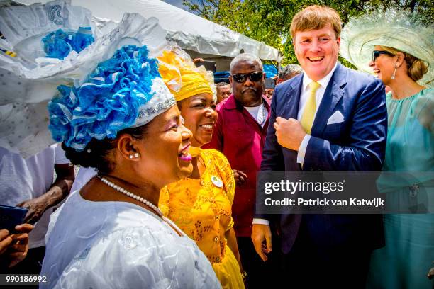 King Willem-Alexander of The Netherlands and Queen Maxima of The Netherlands visits Curacao during the Dia di Bandera celebrations on July 2, 2018 in...