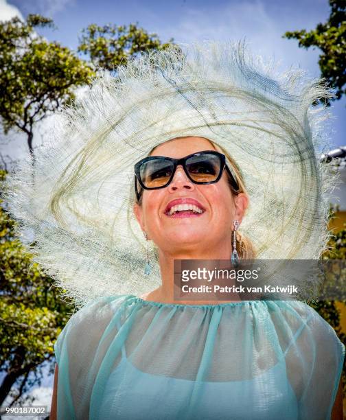 Queen Maxima of The Netherlands visits Curacao during the Dia di Bandera celebrations on July 2, 2018 in Willemstad, Curacao.