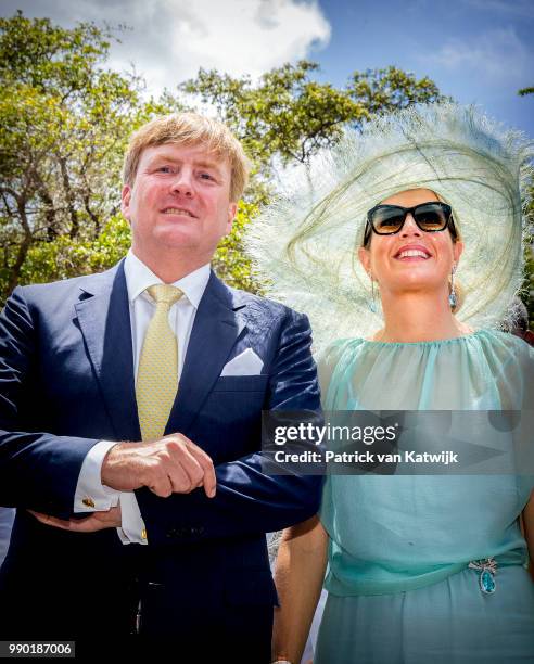 King Willem-Alexander of The Netherlands and Queen Maxima of The Netherlands visits Curacao during the Dia di Bandera celebrations on July 2, 2018 in...