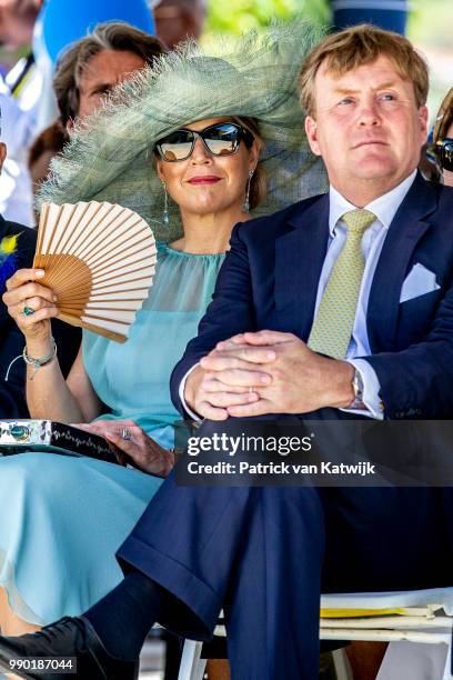 King Willem-Alexander of The Netherlands and Queen Maxima of The Netherlands visits Curacao during the Dia di Bandera celebrations on July 2, 2018 in...