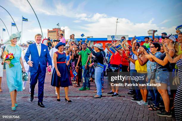 King Willem-Alexander of The Netherlands and Queen Maxima of The Netherlands visits Curacao during the Dia di Bandera celebrations on July 2, 2018 in...