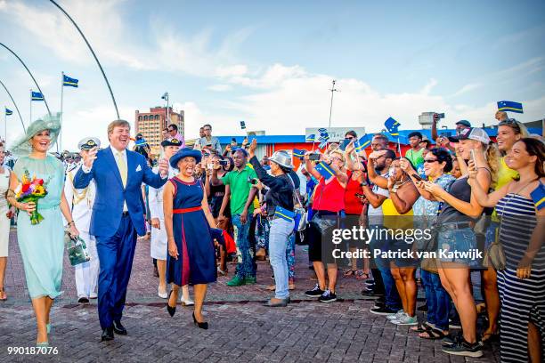 King Willem-Alexander of The Netherlands and Queen Maxima of The Netherlands visits Curacao during the Dia di Bandera celebrations on July 2, 2018 in...