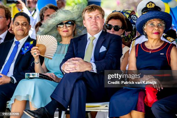 King Willem-Alexander of The Netherlands and Queen Maxima of The Netherlands visits Curacao during the Dia di Bandera celebrations on July 2, 2018 in...