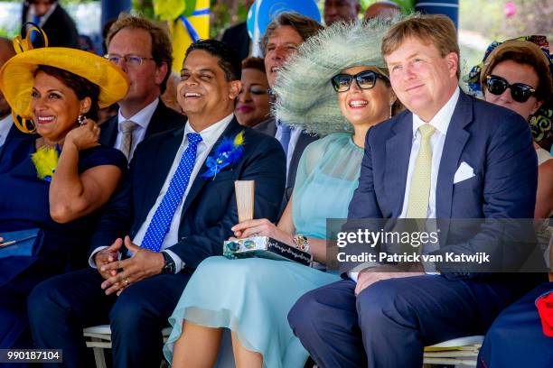 King Willem-Alexander of The Netherlands and Queen Maxima of The Netherlands visits Curacao during the Dia di Bandera celebrations on July 2, 2018 in...