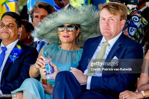 King Willem-Alexander of The Netherlands and Queen Maxima of The Netherlands visits Curacao during the Dia di Bandera celebrations on July 2, 2018 in...