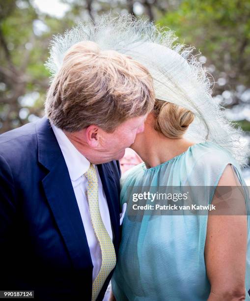 King Willem-Alexander of The Netherlands and Queen Maxima of The Netherlands visits Curacao during the Dia di Bandera celebrations on July 2, 2018 in...