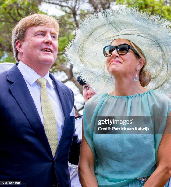 King Willem-Alexander of The Netherlands and Queen Maxima of The Netherlands visits Curacao during the Dia di Bandera celebrations on July 2, 2018 in...