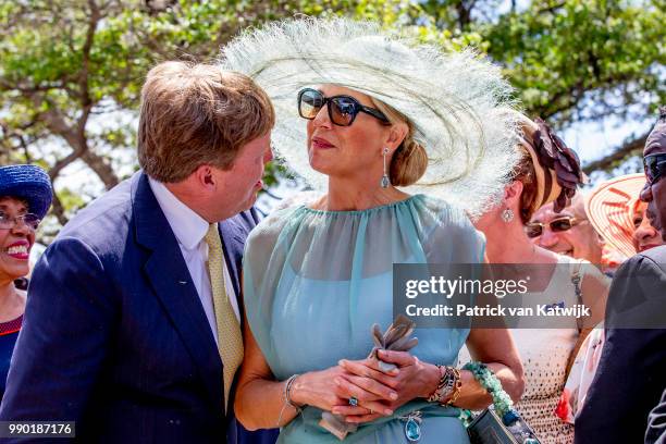 King Willem-Alexander of The Netherlands and Queen Maxima of The Netherlands visits Curacao during the Dia di Bandera celebrations on July 2, 2018 in...