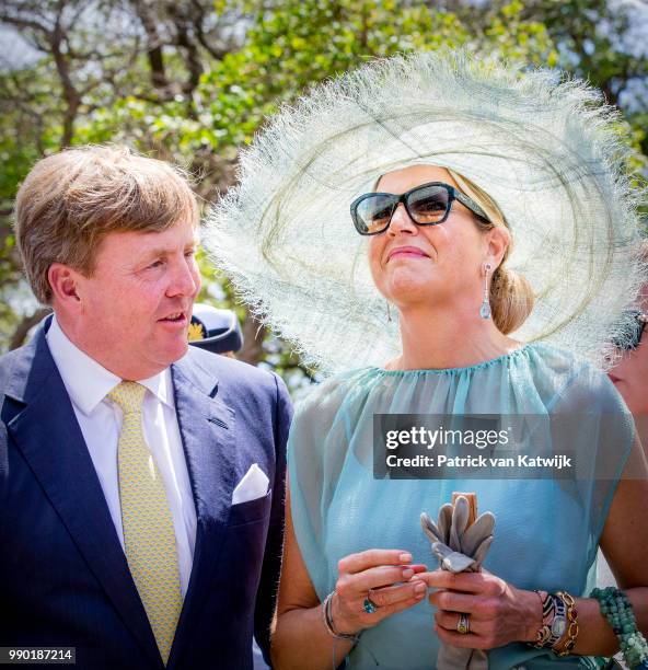 King Willem-Alexander of The Netherlands and Queen Maxima of The Netherlands visits Curacao during the Dia di Bandera celebrations on July 2, 2018 in...